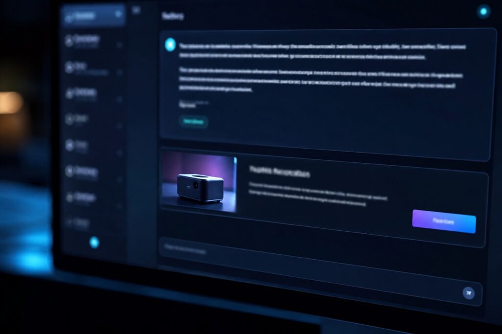 Przykład modułu reklamy sponsorowanej umieszczonego pod odpowiedzią asystenta AI
